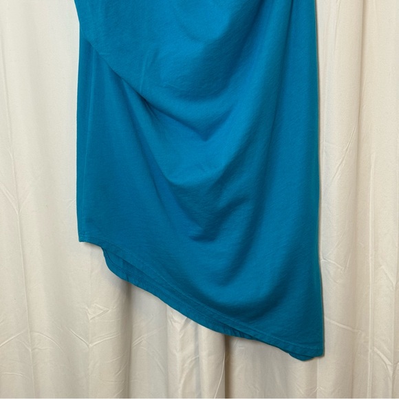 Michael Stars Ruched Midi Tee Dress NWT Sleeveless Asymmetrical Hem Blue Large - Picture 8 of 14